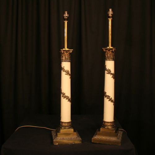 A Pair of Brass Vine Table Lamps