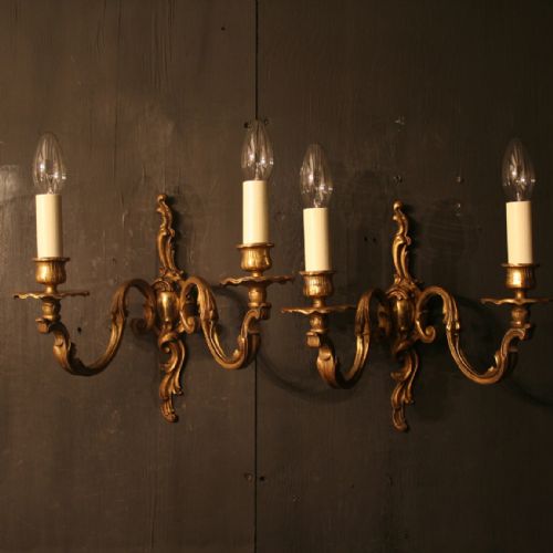 A French Pair of Bronze Antique Wall Lights