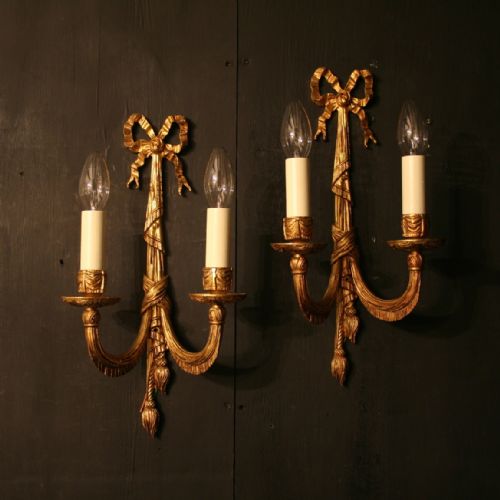 A French Pair of Twin Arm Antique Wall Lights