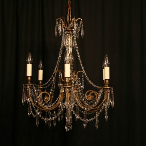 A French Bronze 6 Light Antique Chandelier