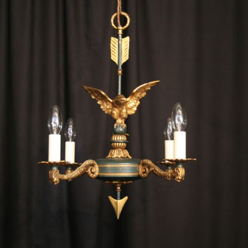 A French Gilt Empire 4 Light Antique Chandelier