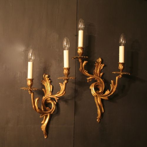 A French Pair of Gilded Antique Wall Sconces
