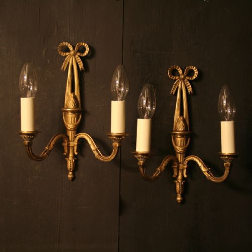 A French Pair of Gilded Antique Wall Lights