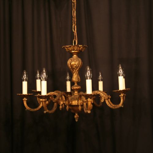 A French Gilded 6 Light Antique Chandelier