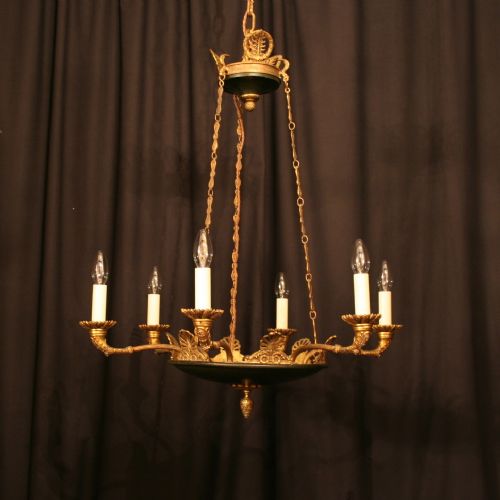 A French Gilded Bronze 6 Light Antique Chandelier