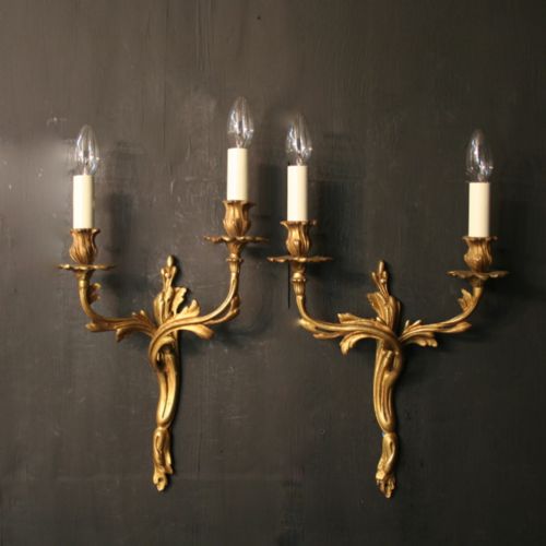 A French Pair of Gilded Antique Wall Sconces