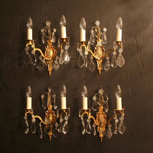 A French Set of 4 Gilded Antique Wall Lights