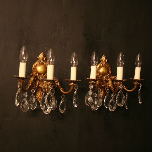 An Italian Pair of Triple Arm Antique Wall Lights
