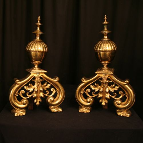 A French Pair of Gilded Fire Chenets/fire Dogs