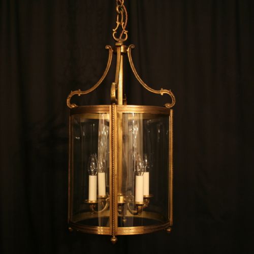 A Large French Gilded Bronze Antique Hall Lantern