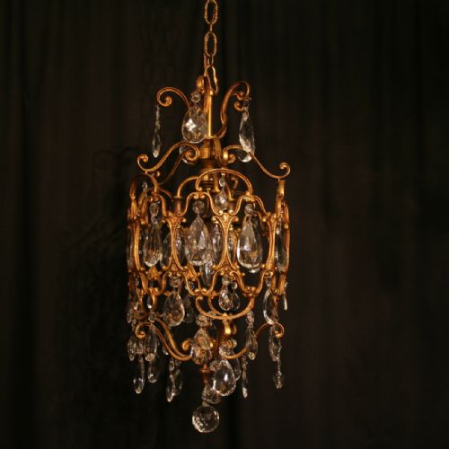 An Italian Gilded Cage Form Antique Chandelier