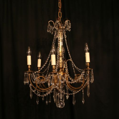 A French Bronze 6 Light Antique Chandelier