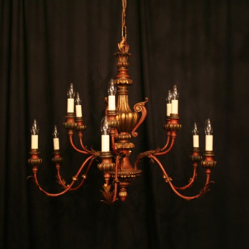 A Florentine 12 Light Polychrome Chandelier