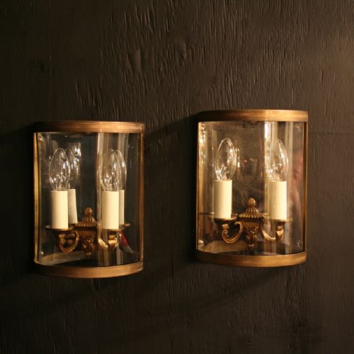 A French Pair of Gilded Antique Half Lanterns