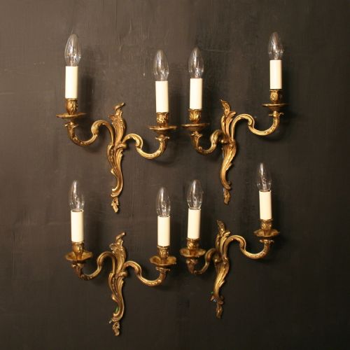 A French Set of 4 Gilded Antique Wall Sconces