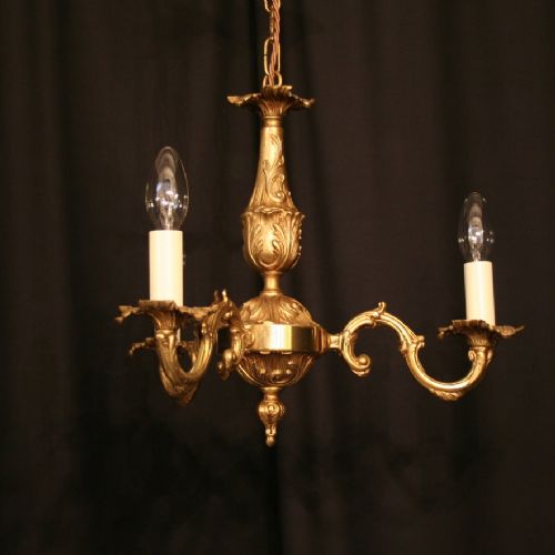 A Small French Triple Light Antique Chandelier
