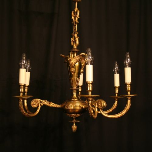 A French Bronze 6 Light Antique Chandelier