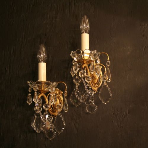 A French Pair of Gilded Antique Wall Lights
