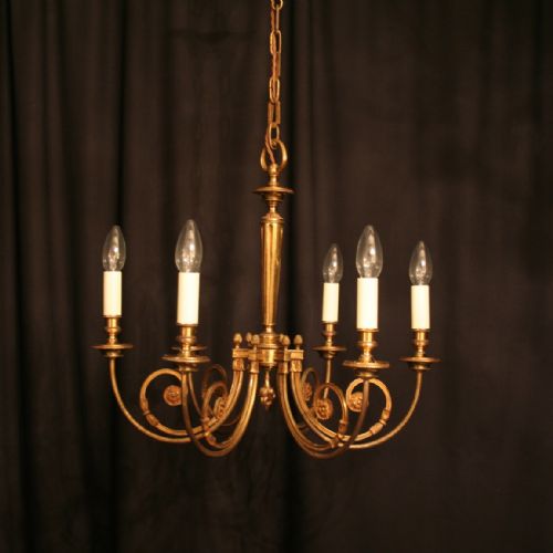 A French Bronze 6 Light Antique Chandelier