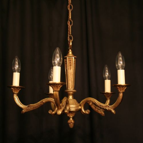 A French Gilded 5 Light Antique Chandelier