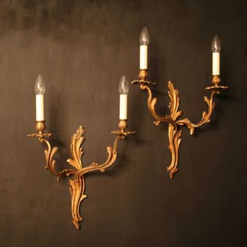 A French Pair of Gilded Antique Wall Sconces