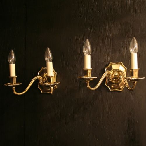 An English Pair of Twin Arm Antique Wall Lights