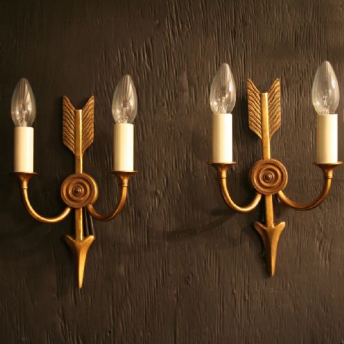 A French Pair of Gilded Twin Arm Wall Lights