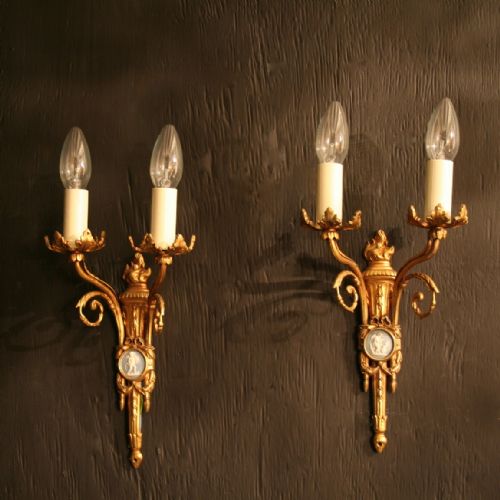 A French Pair of Gilded Antique Wall Lights