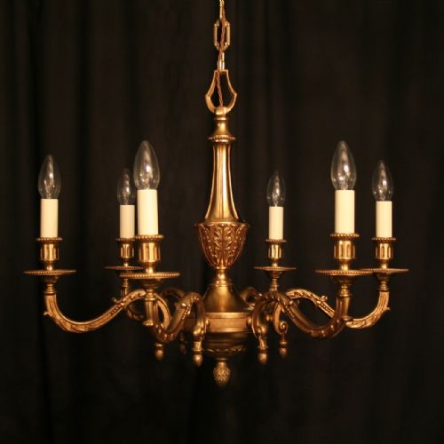 A French Gilded 6 Light Antique Chandelier