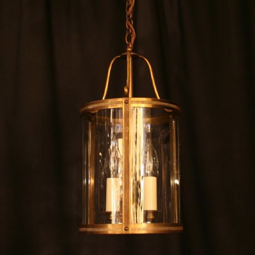 A French Gilded Triple Light Antique Hall Lantern