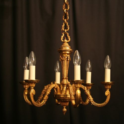A French Bronze 6 Light Antique Chandelier