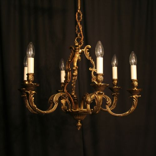 A French Gilded Cage Form 6 Light Antique Chandelier
