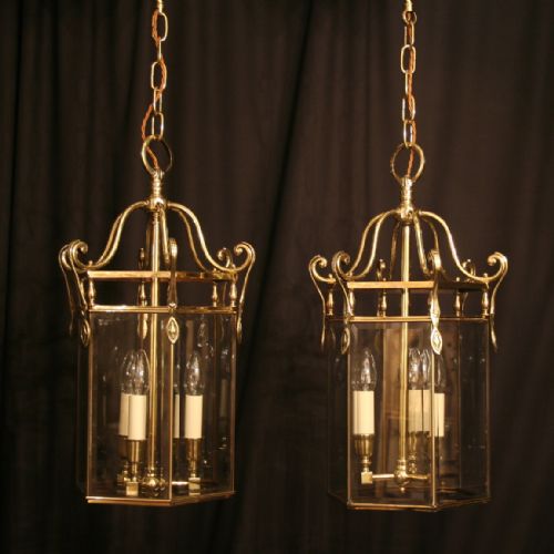 A French Pair of Triple Light Antique Lanterns