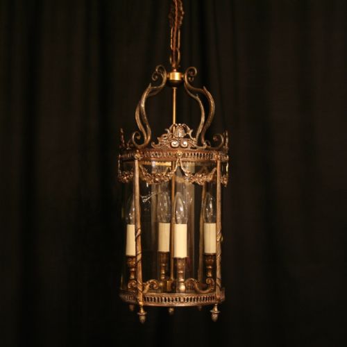 A French Gilded Four Light Antique Hall Lantern