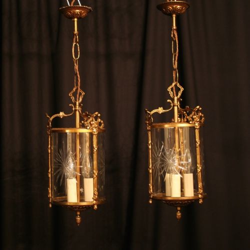 A French Pair of Triple Light Circular Lanterns