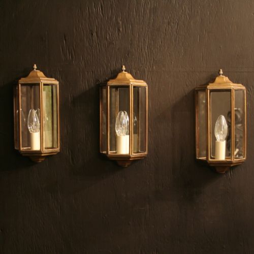 A French Set of Three Brass Half Lanterns