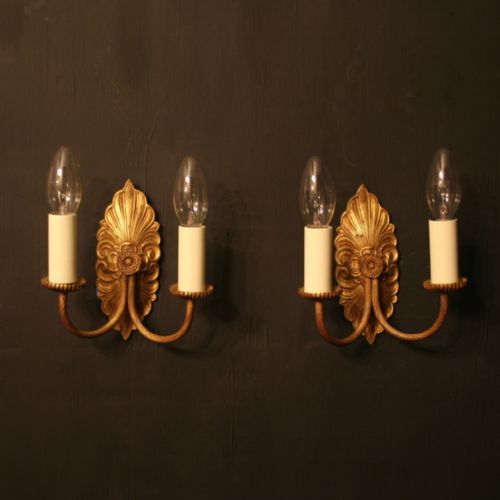 A French Pair of Gilded Twin Arm Wall Lights