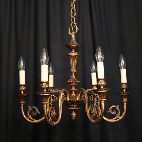 A French Gilded 6 Light Antique Chandelier