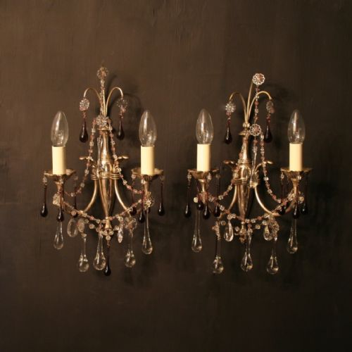 A French Pair of Silver Antique Wall Lights