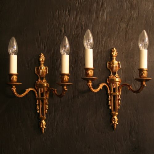 A French Pair of Gilded Antique Wall Lights