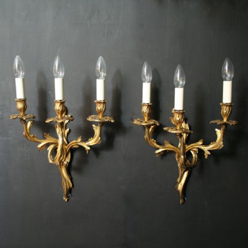 A French Pair of Gilded Antique Wall Sconces
