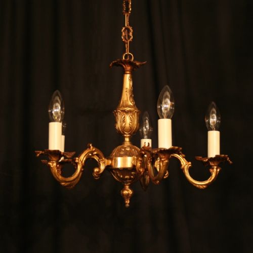 A French Gilded 5 Light Antique Chandelier