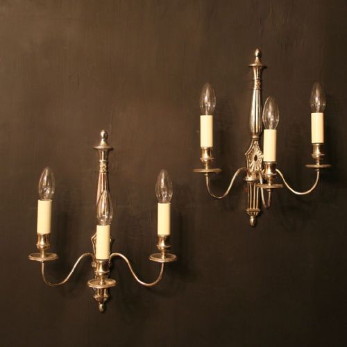 A French Pair of Silver Triple Arm Wall Lights