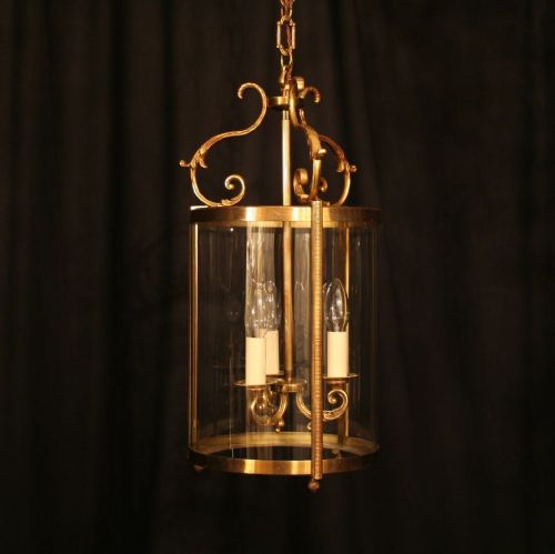 A Large French Gilded Triple Light Hall Lantern