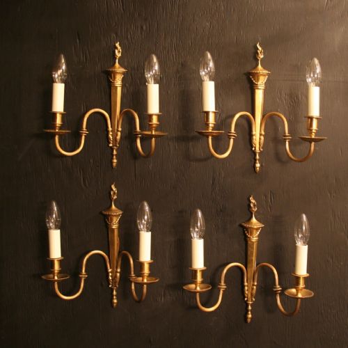 An English Set of 4 Twin Arm Antique Wall Lights