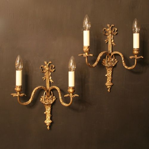 A French Pair of Gilded Antique Wall Lights
