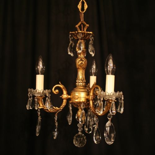 A French Triple Light Bronze Antique Chandelier