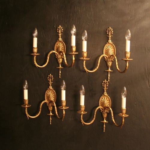 An English Set of 4 Twin Arm Wall Lights