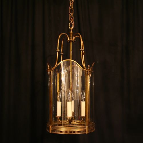 A Large French Convex Gilded Antique Hall Lantern