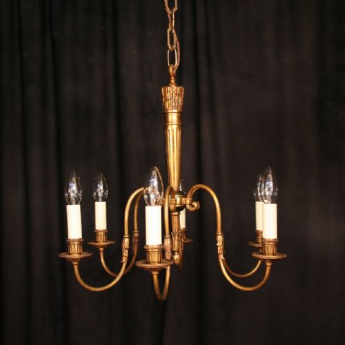 A French Gilded 6 Light Antique Chandelier